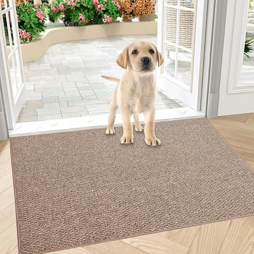 Schmutzfangmatte Innen 80x120 cm, Rutschfest Fußmatte Außen und Innen, Waschbar Sauberlaufmatte Türmatte, Wasserdicht Eingangsteppich, Absorbierend Fussmatte für Eingang, Haustür (Braun, 80 x 120 cm)