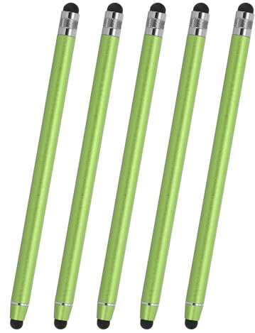 PATIKIL Lot de 5 stylets universels 2 en 1 haute sensibilité pour écrans tactiles, pour téléphone, tablettes, ordinateurs portables, appareils à écran tactile, vert
