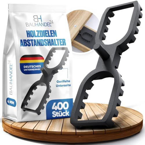 Bauhandel24-400 Stück Terrassendielen Abstandhalter 4 mm Fugenbreite, gleichmäßige Fugen bei Holzterrassen, Terrassenbau Distanzhalter