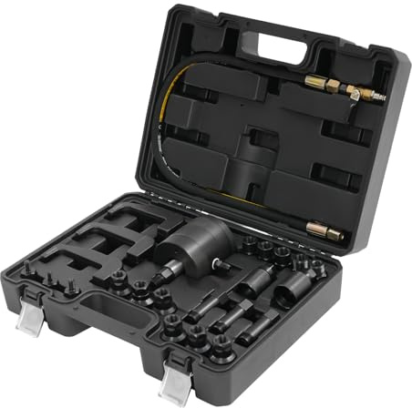 Extracteur d'injecteurs diesel - 24 pièces - Extracteur pneumatique d'injecteurs avec 19 adaptateurs - Noir