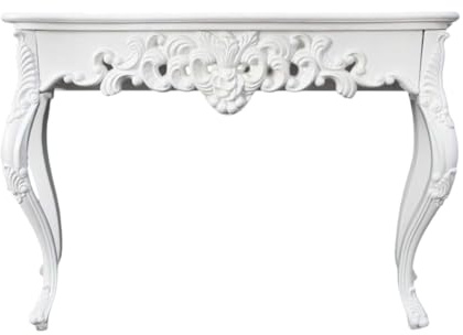 Antik-Finish Luxuriös prunkvoll Sideboard Barock Rokok Wandtisch romantische Konsole Florence Weiss Antik in Barock-Design 85 * 75 * 36 cm
