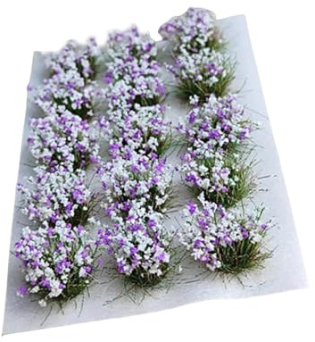 Hellery Bouquet de Fleurs Miniatures Artificielles, Touffes D'herbe pour Maquettes, Décors Ferroviaires, Violet Léger