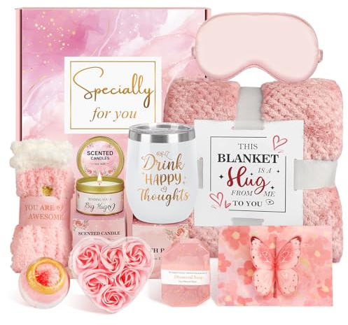 Geburtstagsgeschenke für Frauen, bald gesund werden Geschenk | Rose Spa Entspannende Geschenkpaket mit Flanneldecke Tumbler, frohe Valentinstag Weihnachtsschachtel für Mutter