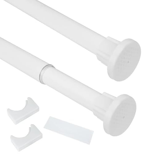 FALSKT Bastone Tenda a Pressione Senza Forare 70-120cm Φ25mm Bastoni per Tende doccia Bastone Tenda Estensibile Bacchette Tenda Finestra Estensibile asta telescopica per armadio e bagno, Bianco