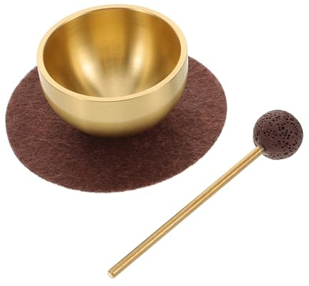 FRCOLOR Klangschalen Satz Kleiner Tibetische Yoga Klangschale aus Metall mit Schlägel und Filzkissen zur Meditation und Achtsamkeit für Geistige Fokussierung und Entspannung