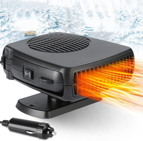 Leaflai Riscaldamento auto da 12 V – Riscaldamento portatile per il collegamento all'accendisigari, 2 in 1 riscaldatore/ventola di raffreddamento per parabrezza per tutte le auto