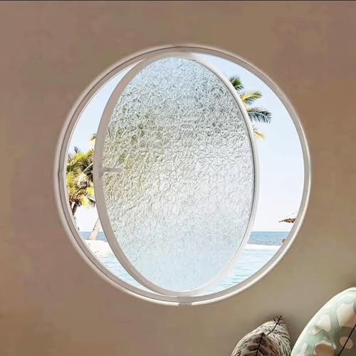 Aluminum Alloy Round Rotating Sliding Door with Privacy Glass Porthole - 90cm Skylight Garden Shed Replacement Flush Mount Design White-B Finish