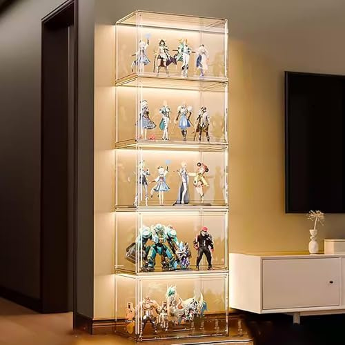 Hynbdes Vetrina in acrilico,Vitrina para Colecciones,Expositor Metacrilato,esign con Porta Flip Top Grande capacità di archiviazione facile da installare.