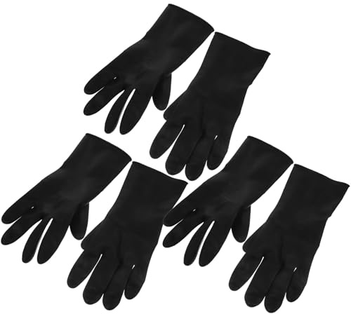 NUOBESTY 3 Paar Rutschfeste Haarfärbehandschuhe Größe L Schwarz Friseursalonhandschuhe zum Haarefärben und Haarshampoo Handschonendes Material für Damen und Herren