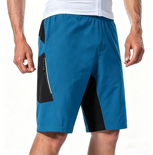 Wildto MTB Hose Herren Radlerhose Gepolsterte Radhose Elastische Mountainbike Fahrradhose Kurz Outdoor Sport Bike Shorts Blau XL
