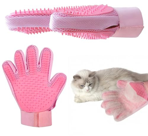 LAILAILE Pet Hair Remover & Grooming Glove for Cats & Dogs | Gentle massage mitt for long & short hair. Easy clean floating brush. Ideal for bathing, shedding control
