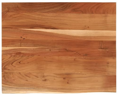 Générique Rechteckige Tischplatte aus massivem Akazienholz, 90 x 80 x 3,8 cm, natürliche Schreibtischplatte mit rustikalem Rand, glatte Oberfläche, leicht zu reinigen, für Büro, Schreiben,