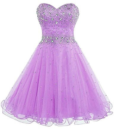 Zorayi Damen Kurze Cocktailkleider Heimkehr Kleider Abschlussballkleid Flieder Größe 46