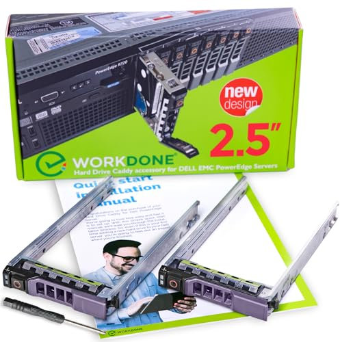 WORKDONE 2er Pack - 2,5-Zoll Hard Drive Caddy Tray - kompatibel für Dell PowerEdge Server - R320 R420 T420 T620 R620 R720 R720XD R820 R920 - G176J Hot Plug Festplattenrahmen – Gehäuseträger