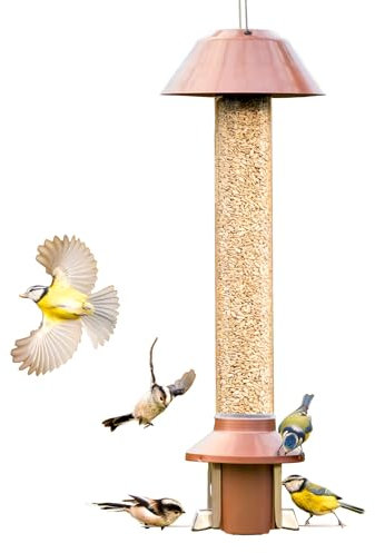 Squirrel Proof Wild Bird Feeder 2.0 COPPER - Roamwild PestOff - Antique Copper Finish (Mixed Seed/Sunflower Heart Feeder)