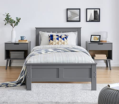Furniturebox UK Azure Grey Wooden Solid Pine Quality Single Double King Bed Frame (Single Bed Only)