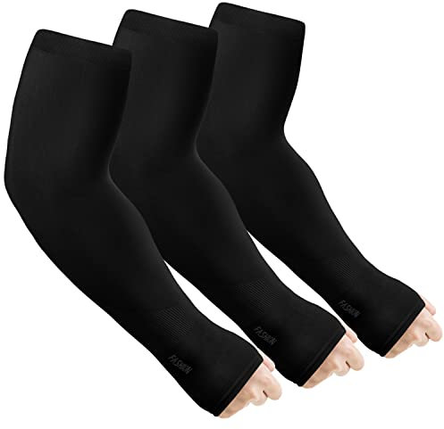 Yandu Mangas del Brazo Hombre y Mujere, Mangas de protección UV para Conducir Ciclismo Baloncesto, Brazo Deportivo Transpirable Suave y de Secado rápido Bloque Solar Sleeveletre (#3Pairs Negro)