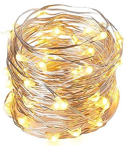 Fachhandel Plus Micro LED Draht Lichterkette mit 100 LEDs Timerfunktion Indoor Batteriebetrieb