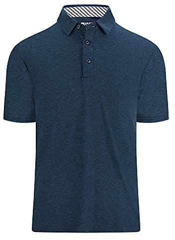 Alex Vando Herren-Golf-Shirt, feuchtigkeitsableitend, schnelltrocknend, kurzärmelig, lässiges Poloshirt für Herren, Marineblau, L