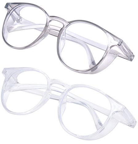 Outray 2 Pack Safety Glasses Anti Fog Stylish Round Clear Safety Goggles Protective Eyewear Blue Light Blocking Glasses for Women Men