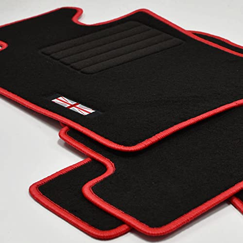 Mattenprofis Velours Logo Fußmatten kompatibel mit Mini R57 Cabrio ab Bj.08/2008-2015 rot