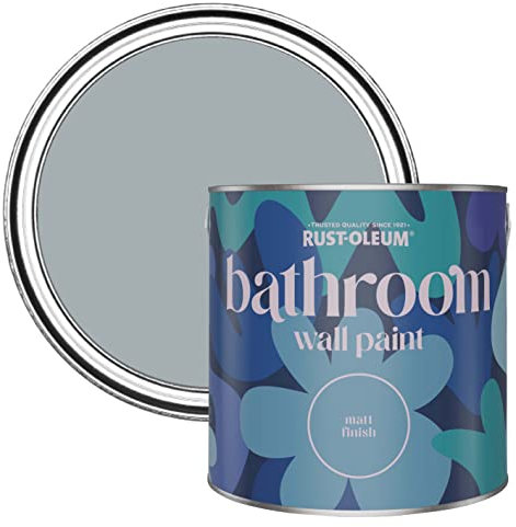 Rust-Oleum Grey Water-Resistant Bathroom Wall & Ceiling Paint - Mineral Grey 2.5L