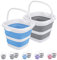 Paquete de 2 cubos plegables de 5 litros y 1.3 galones, cubo de limpieza pequeño para el hogar, cubo de plástico portátil al aire libre, bañera de lavado de coche, plegable, camping, playa, arena,