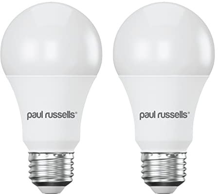 paul russells LED GLS - Dimmable Edison Screw Light Bulbs, 14W 1521Lumens E27 A70 LED Bulbs, 100w Equivalent, 4000K Cool White/Natural White, Dimmer Standard ES Energy Saving Ceiling Light, 2 Pack