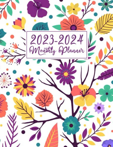 2023-2024 Monthly Planner: Large Two Year Planner Calendar Schedule Organizer with Floral Cover Jan 2023 - Dec 2024 (24 Months) with Federal Holidays,
