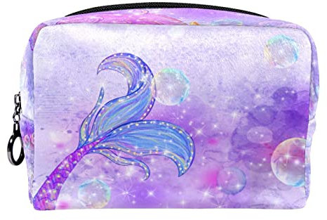 Hängende Reise Kulturtasche, tragbarer Make up Organizer, Kosmetikhalter für Pinsel Set,Meerjungfrau Einhorn Lila