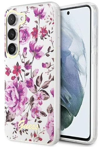 Guess GUHCS23MHCFWST Hülle für S23+ S916 Weiss hardcase Flower Collection