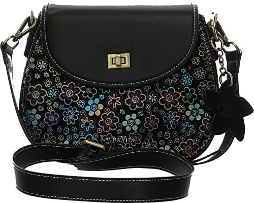 Laura Vita Damen Tasche Rucksack Shopper Umhängetasche Schultertasche Schultertasche Lederkombination geblümt Tasche bunt Blumen