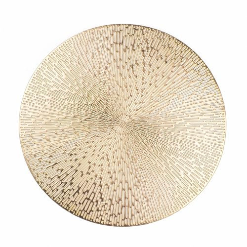 Snowkingdom, runde hohle Tischsets aus Vinyl in Metalloptik, golden, 38,1 cm, waschbar, pflegeleicht, abwischbar, rutschfest, für Hochzeit, Party, Weihnachten, Dekoration, 12 Stück