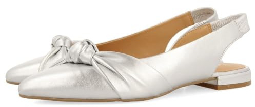 GIOSEPPO Bailarinas DESTALONADAS DE Piel Color Plata con Detalle DE Nudo para Mujer IBALLE