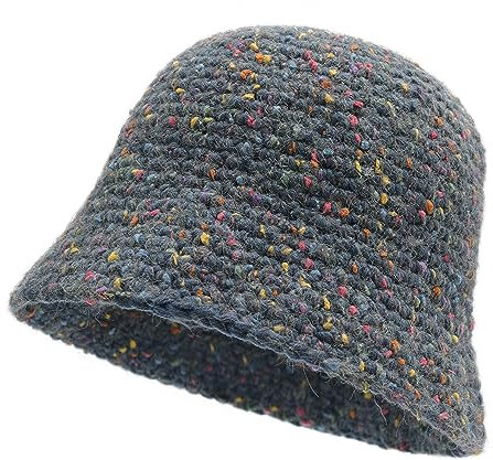 ZLYC Damen Winter Fischerhut Mode Strick Cloche Mütze Einfarbiger Warm Hut(Farbiger Marine)