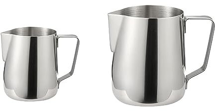 2 Pièces Pot à Lait en Acier Inoxydable, 150ml/350ml Pichets Mousseurs, pichet inox, Pot à lait à café portatif, Pichets à Vapeur, pour Lait, Cappuccino, Espresso, Latte