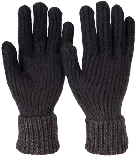 styleBREAKER Damen Strick Handschuhe mit Farbverlauf Muster, Winter Ombré Strickhandschuhe, Fingerhandschuhe 09010045, Farbe:Schwarz-Dunkelgrau