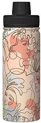 Abstract Style Female Face 18oz Sports Insulated Kettle Stainless Steel Water Bottles Outdoors