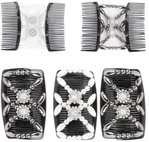 Haarkamm zum Stecken, 3 stücke Haarspangen Damen, Haarkämme zum Stecken, Haarkamm Elastisch Perlen für Damen Mädchen Haarschmuck DIY Haar Styling Werkzeug