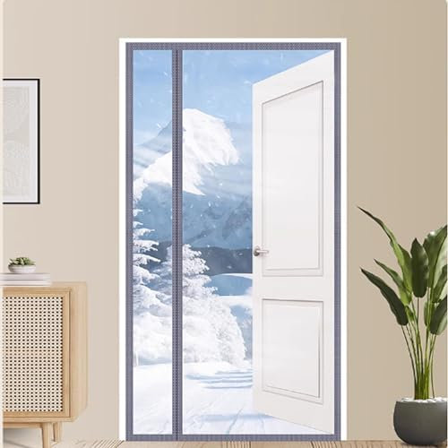 Thermique Rideau de Porte Magnétique Rideau de Porte Isolation Thermique,Fermeture Automatique Transparent Rideau Thermique Isolant Anti Froid Porte Entrée (120 x 210 cm)