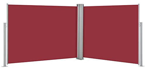 Mengtu Seitenmarkise Ausziehbare Seitenwandmarkise Markise Sonnenschutz Sichtschutz Windschutz Markisenstoff Seitenrollo für Terrasse, Garten, Balkon Rot 140 x 1000 cm Garten Möbel
