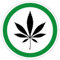 Aufkleber Hinweis „Cannabis/Hanf erlaubt“ Sticker Folie selbstklebend, grün/sw | Ø5-30cm Made in Germany, Größen Name: Ø5 cm