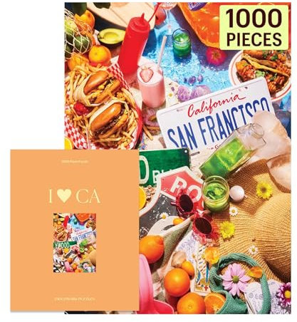 Piecework I Love CA 1000 Piece Puzzle for Adults, Challenging Jigsaw with California Inspired Imagery, Soft-Touch Puzzle Gift - 19.25 x 26.6 inches