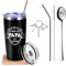WIAZZLUK Cadeau Fête des Pères, Cadeau pour Papa, Cadeau d'anniversaire pour Papa, Tasse à Café en Acier Inoxydable et sous-Verre en Bois, Cadeau Anniversaire pour Papa, Dessous de Verre Gravés