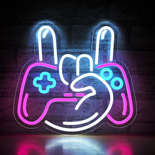 Gamer Neon Sign, Lightness Controllable Game Controller Neon Sign for Gamer Room Decor - Gaming Neon Sign for Teen Boy Bedroom & Man Cave Decor, LED Game Neon Sign Gaming Room Wall decor for Men &