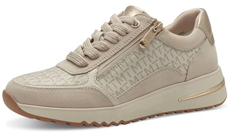 MARCO TOZZI Damen Sneaker flach mit Reißverschluss Freizeit, Beige (Cream Comb), 36 EU