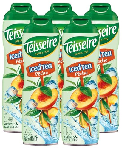 Teisseire Getränke-Sirup Pfirsich Tee 600ml - Sirup der genauso schmeckt wie die Frucht (5er Pack)