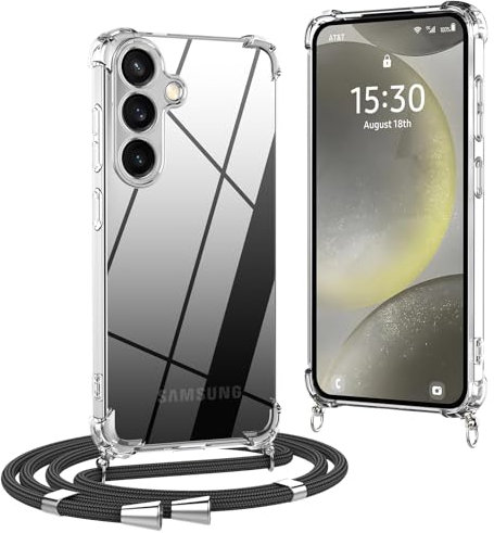 OLEPHY Chaîne de téléphone portable pour Samsung Galaxy A35 5G - Coque de protection avec bande - À porter autour du cou - Souple et transparent - Avec cordon de téléphone portable - Résistant aux