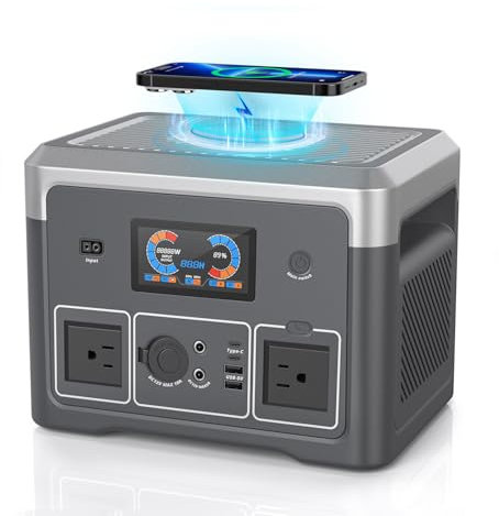 Centrale elettrica portatile 600W 665.6Wh LiFePO4 Generatore solare di backup della batteria con 2 x 600W AC Outlet (Surge 1800W), luci LED, altoparlante Bluetooth e funzione UPS per casa, camper