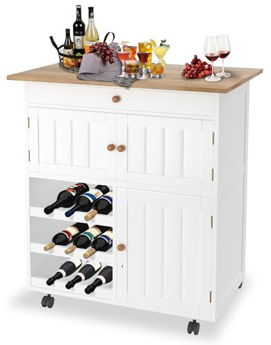 HENGMEI Carrito de isla de cocina con ruedas, carrito de cocina móvil con encimera, armario de almacenamiento, armario de cocina, carrito de cocina, isla de cocina, carrito de verduras con estante